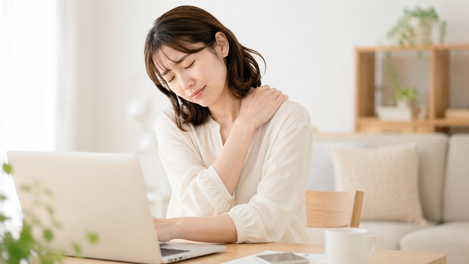 肩や首の重さを感じている女性